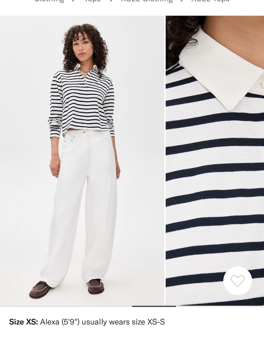 Kule Lexi top Striped Collared Long Sleeve Top - Black & White - Picture 4 of 7